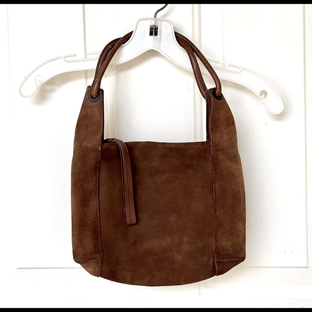 💎💎💎Vintage Gucci Nutmeg Suede Small Handbag*EVC with COA